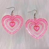 Daiiibabyyy  Y2K Earrings Pink Hollowout Heart Earrings Korean Fashion Kawaii Aesthetic Harajuku DIY Love Earrings for Women 2000s Jewelry