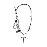 Daiiibabyyy  Punk Gothic Metal Cross Pendant Black Rope Long Sweater Chain Necklaces For Women Men Y2K Vintage Grunge 90s Jewelry Rock Gifts