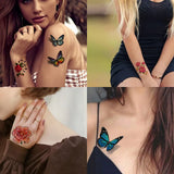 Daiiibabyyy  80 Sheets Flower Butterfly Tattoo Sticker Waterproof and Durable Temporary Tattoo