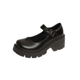 Daiiibabyyy  New Women's Round Toe Chunky Platform Mid Heel Pumps Low Cut Buckle Strap Casual Fashion Shoes for Plus Size High Heels