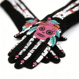 Daiiibabyyy  Ghost Face 3D Skeleton Design Halloween Gloves Convex Long Skeleton Gloves Unisex Design Ghost Festival Gloves Festival Costume