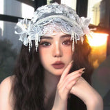 Daiiibabyyy  sweet bridal lace crystal fringed headgear wedding hair accessories