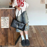 Daiiibabyyy  Streetwear Stylish Ripped Wide Leg Denim Shorts Summer Rough Selvage Women's Clothing Casual Pockets Spliced Basic Loose Shorts
