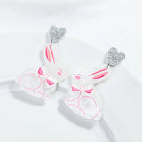 Daiiibabyyy  Cute Acrylic Bowknot Rabbit Drop Earrings for Women New Cartoon Animals Dangle Earring Easter Jewelry Gifts