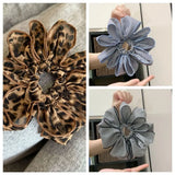 Daiiibabyyy  Elastic Flower Hair Scrunchies Cloth Korean Style Blue Plaid Hair Ring Ponytail Holder Hair Rope Lattice Hair Tie Daily