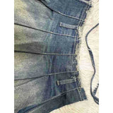 Daiiibabyyy 2024 Summer Gradient Tassel Pleated Denim Mini Skirt Women High Waist Zipper Casual Versatile Trends Short Bottom Y2k Streetwear