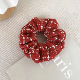 DAIIIBABYYY  -  New Year Red Hair Ropes Ties White Plaid Scrunchies College Girls Christmas Ponytail Holder Hairbands Women Hair Accessories