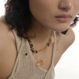 Daiiibabyyy  Vintage Bohemian Handwoven Double Layer Natural Stone Crystal Adjustable Design Necklace For Women Girls Fashion Jewelry