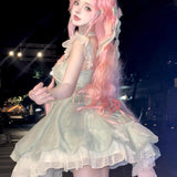 DAIIIBABYYY  -  Japan Lolita Jsk Sweet Dress Women Elegant Ruffles Lace Bandage Princess Strap Dresses Girls Y2k Kawaii Tea Party Mini Dress