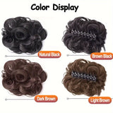 Daiiibabyyy  Synthetic Hair Bun Chignon With Claw Clip Messy Curly Ponytail Hair Extension Heat Resistant Hair For Elegant Women Daily Use