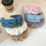 DAIIIBABYYY  -  Milk blue series~soft waxy pleated white wool headband women's wide edge high cranial top advanced sense gentle hairpin headband