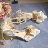 Daiiibabyyy  White Bridal Shoe Wedding Shoes for Women Luxury Designer Mary Jane Elegant Woman Heeled Shoes Designer Heels Y2k Style Shoes