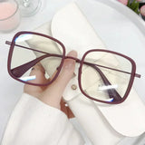 DAIIIBABYYY  -  Large Square Frame Woman Glasses Ins Girl Fashion Transparent Reading Glass High-definition Anti-blue Light Computer Eyeglass