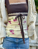 Daiiibabyyy  Fashion Polka Dot Rose Lace Tie Front Women Shirt Elegant Square Neck Sleeveless Ruched Blouse New Commute Street Outerwear