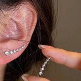 Daiiibabyyy  New Luxury Imitation Pearl Stud Earrings for Women Sparkling Cubic Zirconia Geometric Earrings Date Party Jewelry Gift