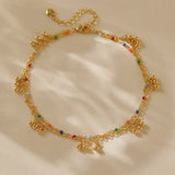 Daiiibabyyy  Color Double Layer Small Beads Chain Anklet for Women Light Luxury Summer Boho Vocation Foot Chain Party Jewelry Gifts