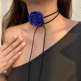 Daiiibabyyy Romantic Gothic  Phantom Flower Clavicle Chain Necklace for Women Ladies Korean Fashion Adjustable Rope Choker Y2K Accessories