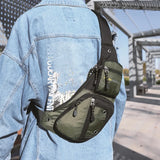 Daiiibabyyy  Portable Nylon Men Chest Bag Multi Compartment Large Capacity Shoulder Bag Adjustable Strap Multi Storage Pouch Outdoor Sports
