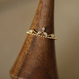 DAIIIBABYYY  -  New Ins Gold-plated Copper Micro Inlaid Zircon Crown Ring For Women Vintage Geometric White Zircon Rings Fashion Jewelry