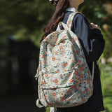 Daiiibabyyy  Fashion Flower Print Women's Backpacks Multifunction Large Capacity School Backpack Zipper Book Bag Students