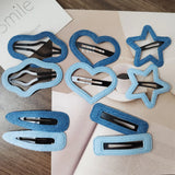 DAIIIBABYYY  -  2pc Hot Fashion Denim Heart Star BB Hairpin Hair Side Clips for Women Girls Child Gift Hair Accessories Headwear Ornament