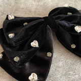 DAIIIBABYYY  -  Black Lace Embroidered Bow Hairpins Fashion Large HairClips For Women Girls Sweet Temperament Barrettes Female Party Headdress