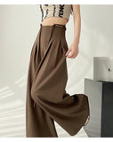 DAIIIBABYYY  -  Streetwear Wide Leg Pants Women Korean Black High Waist Suit Pants Summer Fashion Elegant Lace Up Straight Trousers New