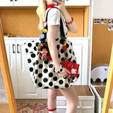 Daiiibabyyy  Polka Dot Print Shoulder Bag Large Capacity Tote Sac Femme Fashion Canvas Bolso Bags for Woman Korean Casual Bolsos Mujer