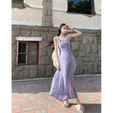 DAIIIBABYYY  -  Camis Dresses Purple Tie Dye Summer Off Shoulder Hot Girls Striped Dresses Casual Korean Fashion Skirts Sweet Female Clothing