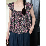 DAIIIBABYYY  -  Summer Korean Version of Age Reducing Floral Camisole Vest for Women's Versatile Sleeveless Vacation Style Doll Top