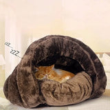DAIIIBABYYY  -  Cat and Dog Triangle Pet Nest Winter Thickened and Warm Pet Mat Mongolian Yurt Fury Half Closed Sleeping Bag Pet Rest Supplies