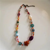 DAIIIBABYYY  -  Boho Acrylic Resin Beaded Flower Pendant Necklace Adjustable Beach Charm Jewelry For Women Fashion Gift