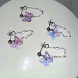 DAIIIBABYYY  -  1PC Butterfly Earring Stainless Steel Helix Piercing Cartilage Ear Piercing Conch Piercing Moon Stone Ear Stud Body Jewelry