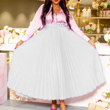 DAIIIBABYYY  -  Elegant Pleated Bottom Skirts for Women High Waisted Belt Waisted Loose Ankle Length Fashion Female Birthday Party Vestidos Robe
