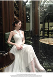 Daiiibabyyy  Autumn French Luxury Fashion Elegant Evening Gown Women Backless Tulle Pure White Strapless Long Dress Formal Occasion Clothing
