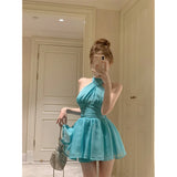 DAIIIBABYYY  -  Female Korean Fashion Halter Dresses Summer Women Clothing Fashionable Lacing Bow Off Shoulder Corset Sexy Dress Trend Sundress