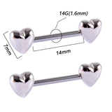 DAIIIBABYYY  -  1 Pair Stainless Steel Love Heart Shape Nipple Piercing Cubic Zirconia Butterfly Crown Barbell Tongue Piercing Body Jewelry
