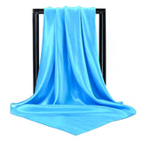 DAIIIBABYYY  -  Imitation Silk Scarf Pure color Women Satin Square Hijab Scarfs For Ladies Luxury Shawl 90*90 Bandana Large Hair Head Scarf