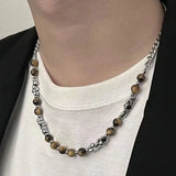 Daiiibabyyy  Draweye Rivets Necklaces for men Punk Style Beads Patchwork Chokers Jewelry Fashion Hiphop Vintage Collares Para Mujer