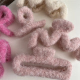 DAIIIBABYYY  -  New Autumn And Winter Plush Geometric rectangle M-Shape Hair Clip Fashion Simple Shark Clip Hair Accessories For Woman Girls