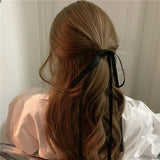Daiiibabyyy Fashion Ribbon Bow Hair Rope for Women Korean Design White Black Long Tassel Elastic Rubber Bands Girls Ponytail Ties Headwear