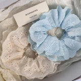 DAIIIBABYYY  -  Lace Bow Scrunchies Rubber Band Women New Hair Rope High Elasticity Ponytail Holder Headwear Solid Color Soft Scrunchy Hair Ties