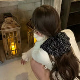 DAIIIBABYYY  -  French retro mesh polka dot bow grab clip  fashionable chiffon half grab autumn and winter hair accessories women's hairpin clip