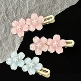 Daiiibabyyy  Jelly Cherry Blossom Hair Clips Pink Blue Flower Hairpins for Girl Romantic Wave Side Bangs Barrettes Kawaii BB Hair Accessories