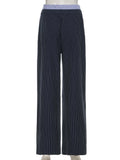 DAIIIBABYYY  -  Casual Patchwork Striped Striped Pants Office Lady Basic Mid-Waisted Wide Leg Pants Women 2025 Autumn Spring Streetwear