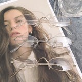 DAIIIBABYYY  -  Small Oval Glasses Women Girls Gold Silver Metal Elliptical frame Eyeglasses Y2K Vintage Anti Blue Light Reading Eyewears
