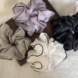 DAIIIBABYYY  -  Spring And Summer New High Grade Floral Ponytail Gauze Headdress For Sweet Girls  Satin Pleated High Stretch Hair Accessories
