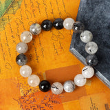 DAIIIBABYYY  -  Reiki Tourmaline Bracelets Men Natural Black QuartzRutilated Beaded Positive Energy Magnetic Field Bracelets for Women Jewelry