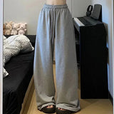 Daiiibabyyy  Loose High Waist Grey Sweatpants Women 2025 Casual Wide Leg Sport Pants Women Korean Fashion Streetwear Oversize Trousers Mujer