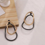 Daiiibabyyy  Punk Two Tone Hollow Geometric Irregular Metal Style Delicate Hollow Earrings Suitable Women's Y2K Jewelry Party Girls Gifts ﻿